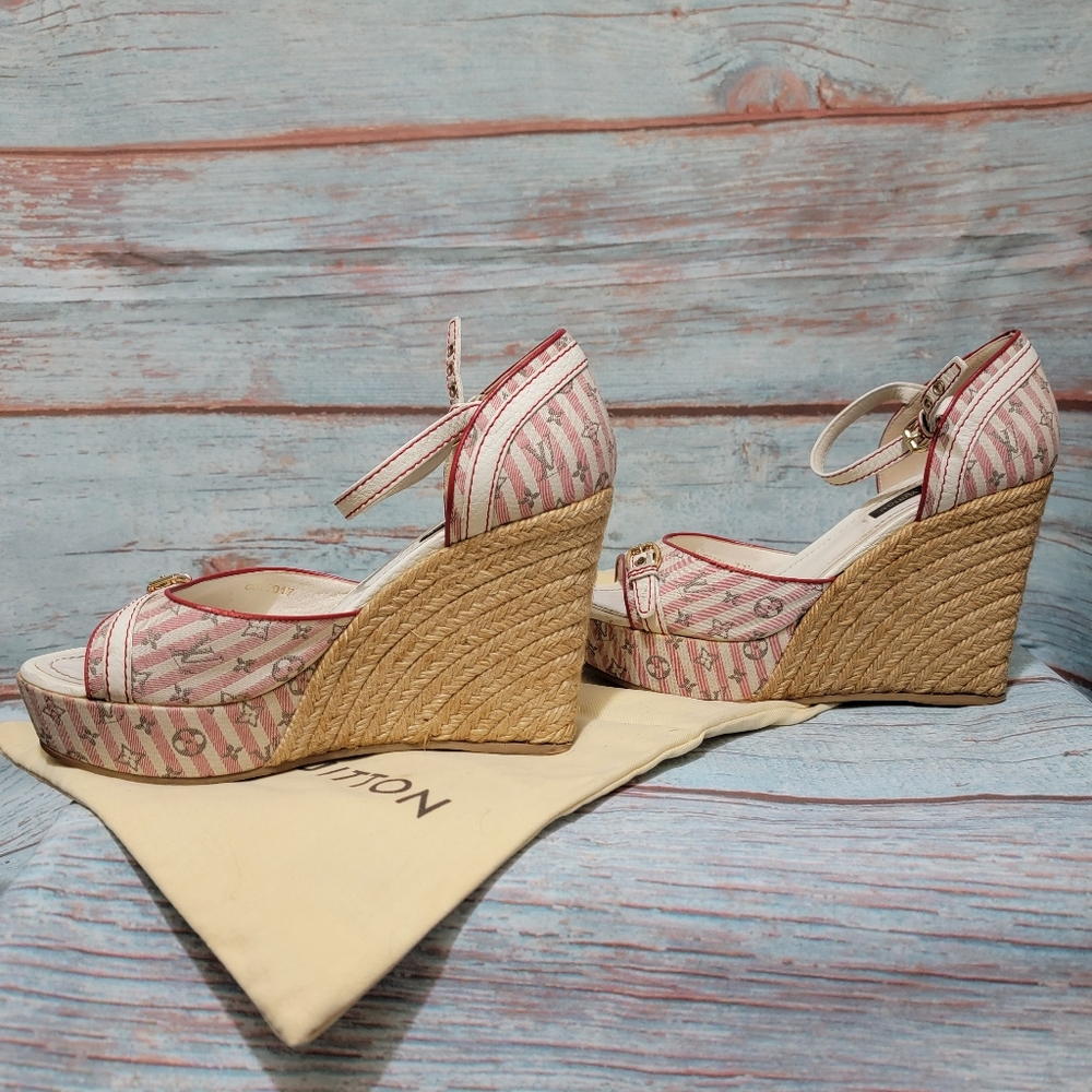 Authentic Louis Vuitton Monogram Wedge shoes Size 7.5 - Picture 7 of 15